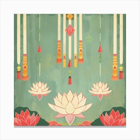 Wesak Banner Texture With Buddhist Prayer Lotus Canvas Print