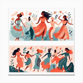 Women Dancing In The Garden Canvas Print