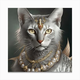 Firefly A Beautiful, Cool, Handsome Silver And Cream Majestic Masculine Main Cat Blended With A Japa (3) Canvas Print