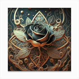 Stylized and intricate geometric black rose 18 Canvas Print