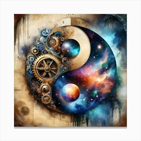 Yin Yang Clock Canvas Print