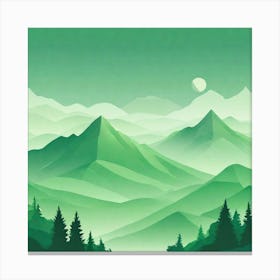 Misty mountains background in green tone 102 Canvas Print