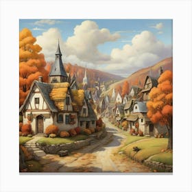 Autumn Village Art Print 2 Canvas Print