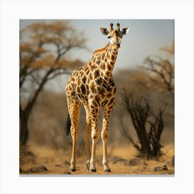 Giraffe In The Savannah Canvas Print