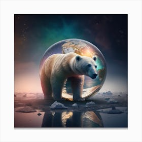 Polar Bear In A Globe Canvas Print