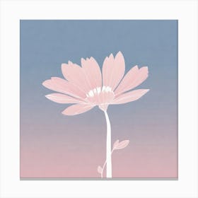 A White And Pink Flower In Minimalist Style Square Composition 524 Canvas Print