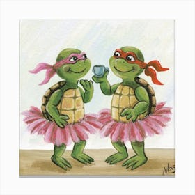 Tap Dancing Turtles Tea Party Print Art And Wall Art Canvas Print