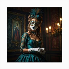 Renaissance Woman In Mask Canvas Print