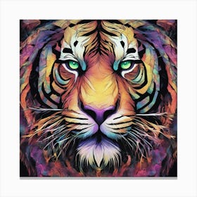 Mesmerizing Tiger With Luminous Eyes On A Profound Black Background 1 Canvas Print