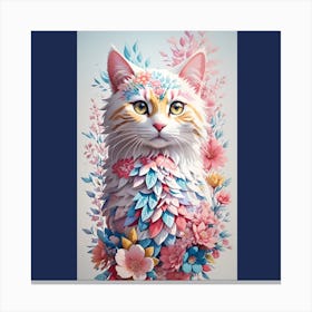 Cat With Flowers Canvas Print