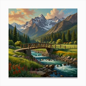 Bridge Over The Stream 4 Canvas Print