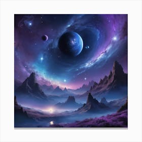 A breathtaking night sky filled with shimmering stars, glowing planets, and swirling nebulae. The scene is both mystical and serene, with deep blues and purples creating a sense of infinite wonder 2 Canvas Print