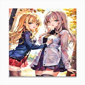 Two Girls In Autumn-Drucke 08.12.2024--3db6 Canvas Print