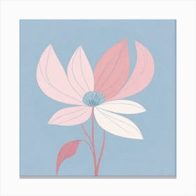 A White And Pink Flower In Minimalist Style Square Composition 295 Canvas Print