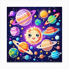 Cartoon Planets Canvas Print