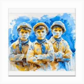 Three Boys In Hats Canvas Print