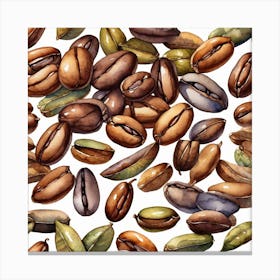 Coffee Beans Seamless Pattern 10 Canvas Print