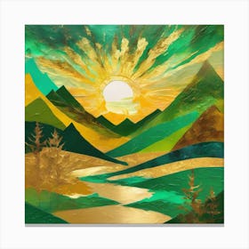 Abstact Mountain Sun Art Print (7) Canvas Print