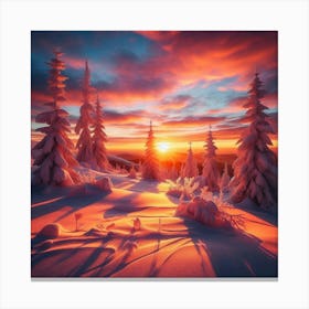 Sunset In The Snow 1 Canvas Print