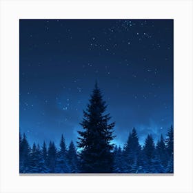 Night Sky With Pine Trees Canvas Print