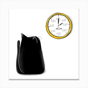 Cat Watching Clock Canvas Print