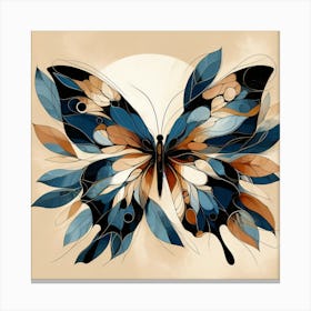 Modern Abstract Butterfly in Blue & Cream III Canvas Print