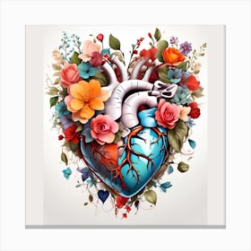 Heart With Flowers Canvas Print