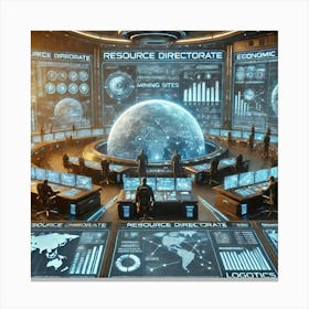 A Detailed Futuristic Scene Showing The Resource D Canvas Print