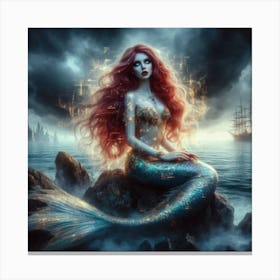 Mermaid In Gold Canvas Print