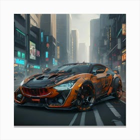 Pumpkin Car (Cyberpunk37) Canvas Print