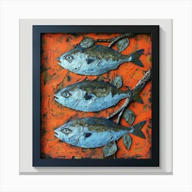 Three Fish On A Branch Canvas Print