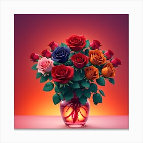 3d Animation Style Roses With Their Delicate Petals And Intoxi 1 Canvas Print