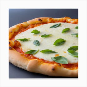 Pizza With Basil Leaves Canvas Print