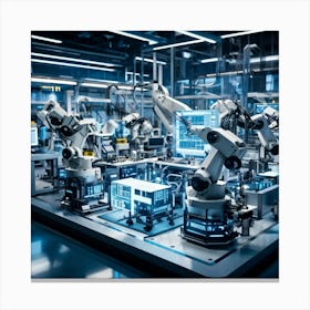 A Detailed Digital Rendering Of Advanced Industrial Cyber Management Process Engineered Automatons (5) Canvas Print