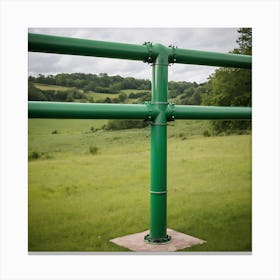 Green Pipe In Field Canvas Print