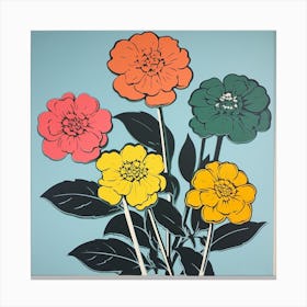 Zinnia 2 Pop Art Illustration Square Canvas Print