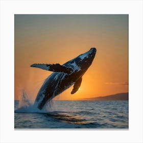 Humpback Whale Leaping Out Of The Water Canvas Print