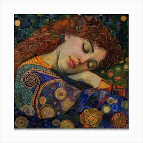 Sleeping Woman By Gustav Klimt Canvas Print