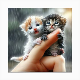 Kittens In The Rain 4 Canvas Print