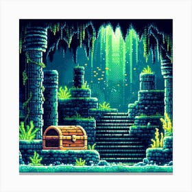 8-bit underwater cavern 1 Canvas Print