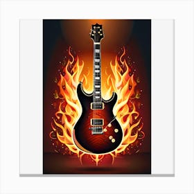 Electric Guitar On Fire Canvas Print
