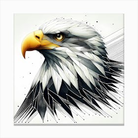 Bald Eagle Head - Abstract Line Art Illustration 17 Canvas Print