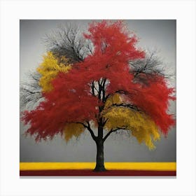 solid color gradient tree with golden leaves and twisted and intertwined branches 3D oil painting 5 Canvas Print