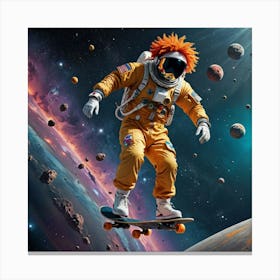 Kosmonaut Skateboarding In Space Canvas Print