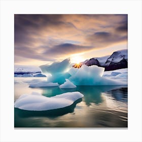 Icebergs In The Water 18 Canvas Print