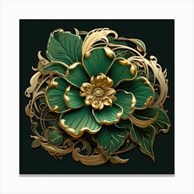 Gold And Green Flower Canvas Print