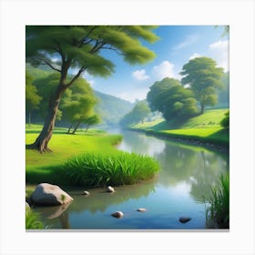 River In The Forest 19 Canvas Print
