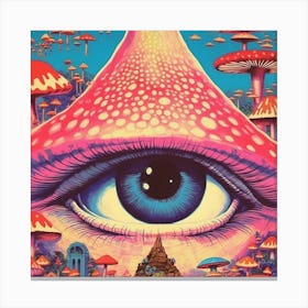Psychedelic Eye & Mushrooms Print Canvas Print