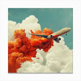 Orange Smoke Airplane Canvas Print