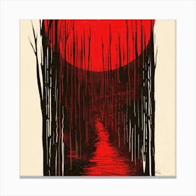 Red Sun In The Forest Canvas Print